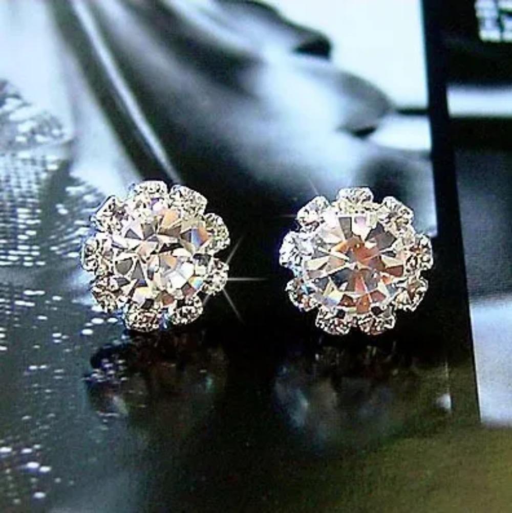 Korean imitation Rhinestones crystal fashion jewelry shining zircon OL sunflowers round earrings for women