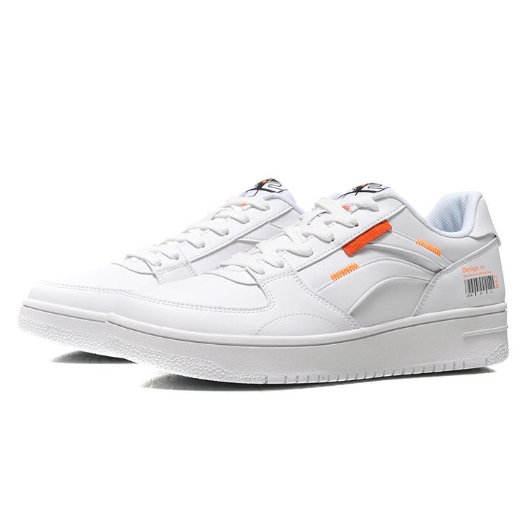 Li Ning NO.258 Rutschfest Abriebfest Niedrig geschnittene Skateboard-Schuhe Herren Weiß Orange AGCN357-1