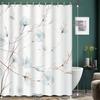 Floral Print Shower Curtain - Blue & White Flower Design, Polyester Fabric With Grommet Top, Bathroom, Hotel, Apartment Decor