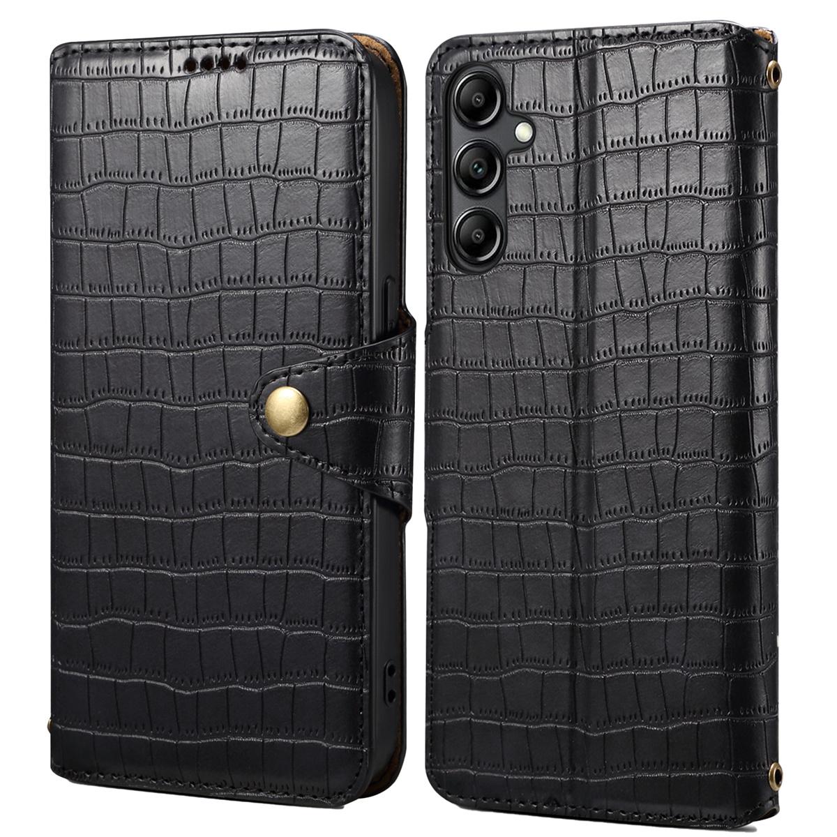 

For Samsung Galaxy A54 5G Case PU Leather Crocodile Texture Phone Cover Black