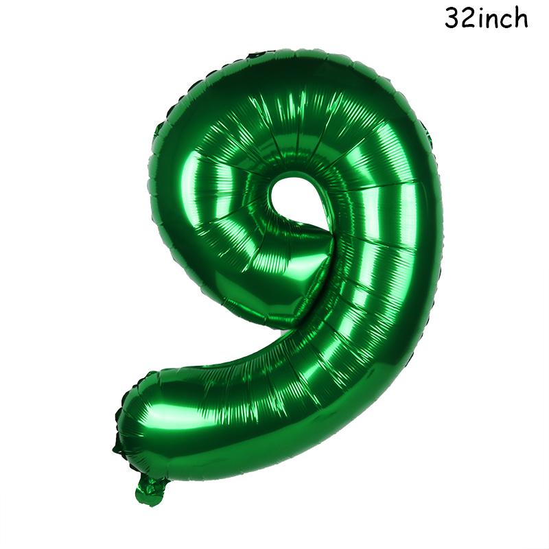 32/40inch Dark Green number balloons Foil Balloon Jungle Safari Birthday Balloon Party Baloon 0 1 2 3 4 5 6 7 8 9 globos Balls