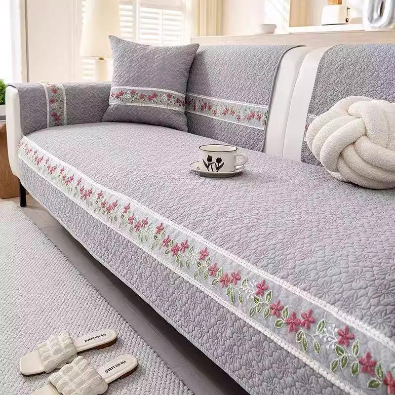 Pure Cotton Sofa Cushion, Universal In All Seasons, Non-slip, Small and Fresh 2025 High-end Sofa Cover Towel, Cream Wind Seat Cushion