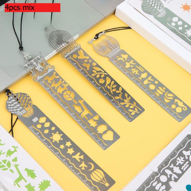 Office School Supplies Ruler Student Stationery Multifunctional Metal Bookmark Korean Learning Tool Stainless Steel Measuring