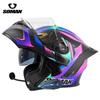 SOMAN Bluetooth Motorcycle Helmet with Double Lens and Flip-Up Design for All Seasons