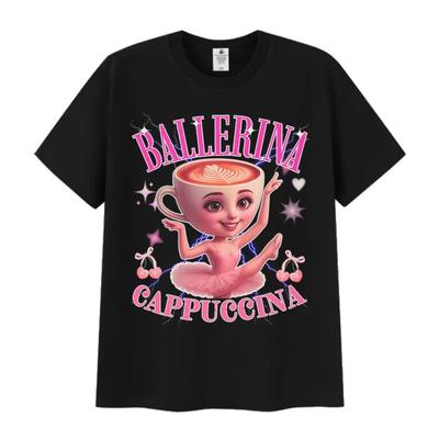 Balerina Capucina amuzant grafic tricou bărbați femei iubitor de cafea cadou mânecă scurtă tricouri moda de înaltă calitate din bumbac tricou