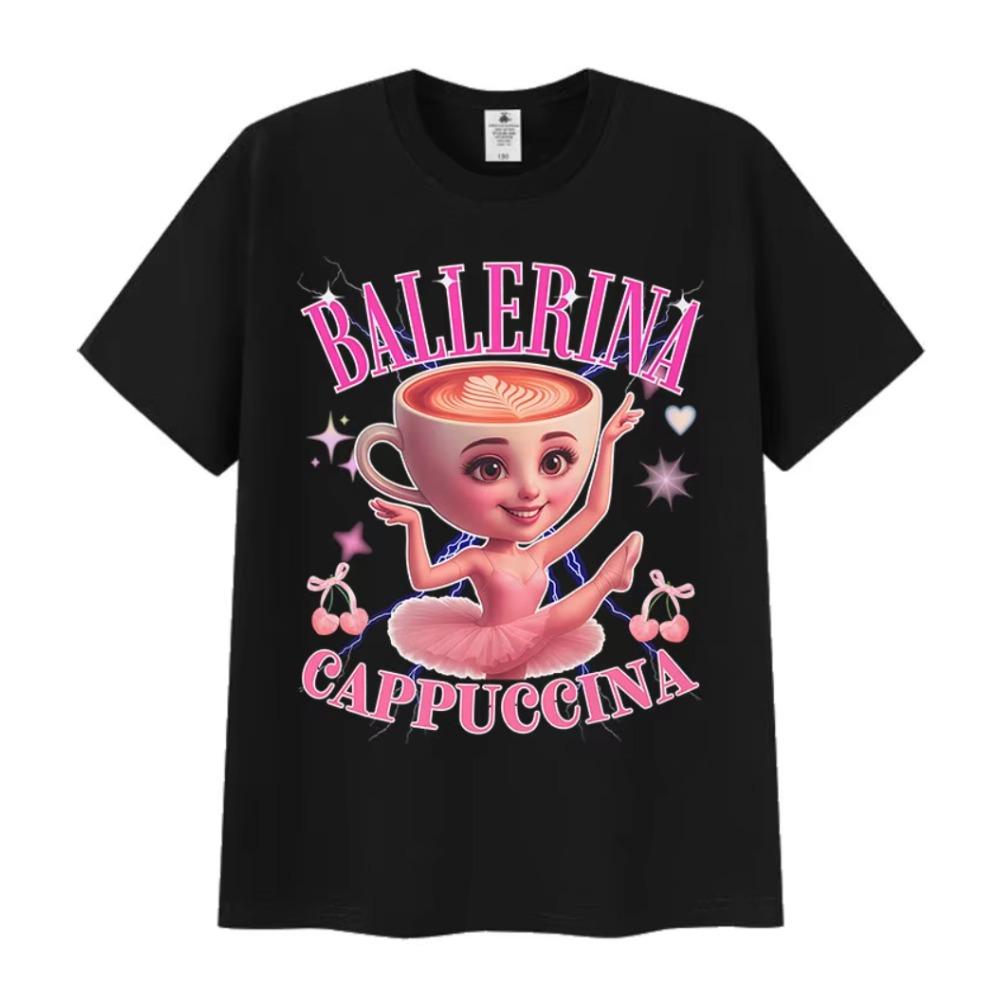 2026 SpringSummer Ballerina Capucina Funny Pattern Mens and Womens Coffee Lover Gift Fashion TShirt 2XL