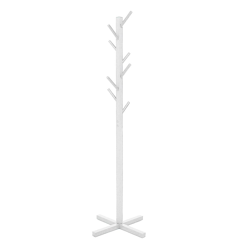 QWH Solid Wood Coat Rack Floor 8-Hook Clothes Hanger Bedroom Clothing Hat Display Stand Creative Home Furniture,White A