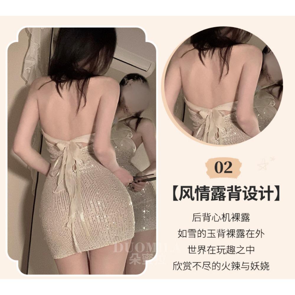 Domila Elegant Lace Sequins Strap Dress Dress 6507 Sex Underwear Uniform Qixi Festival Sexy Pajamas F600