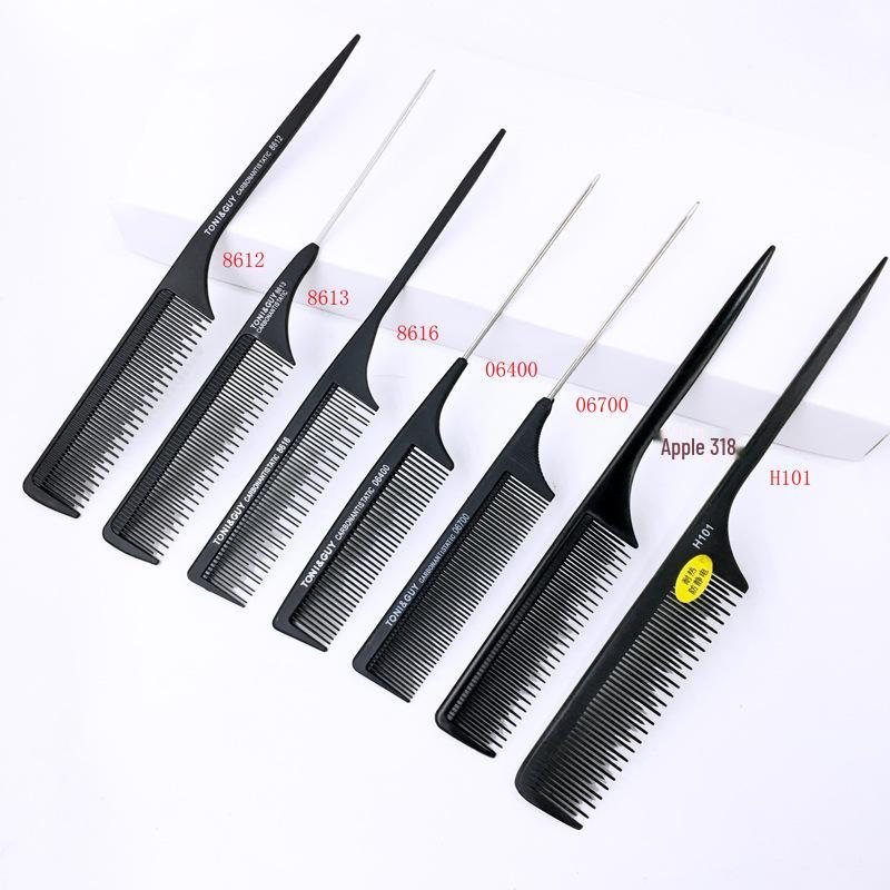 Carbon Fiber Anti-Static Tail Comb: High-Low Tooth Design for Hairdressing, Updo Styling, Teasing, and Massage.