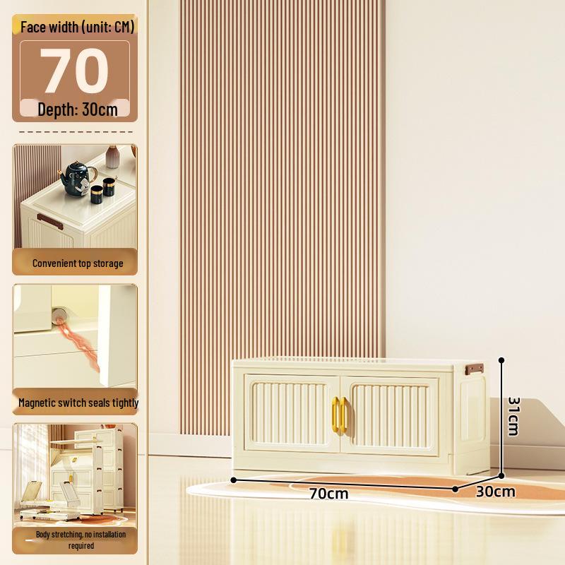 70-90cm No-Install Folding Storage Cabinet for Home, Living Room, Bedroom, Multi-layer Wardrobe, Sundries Organizer.