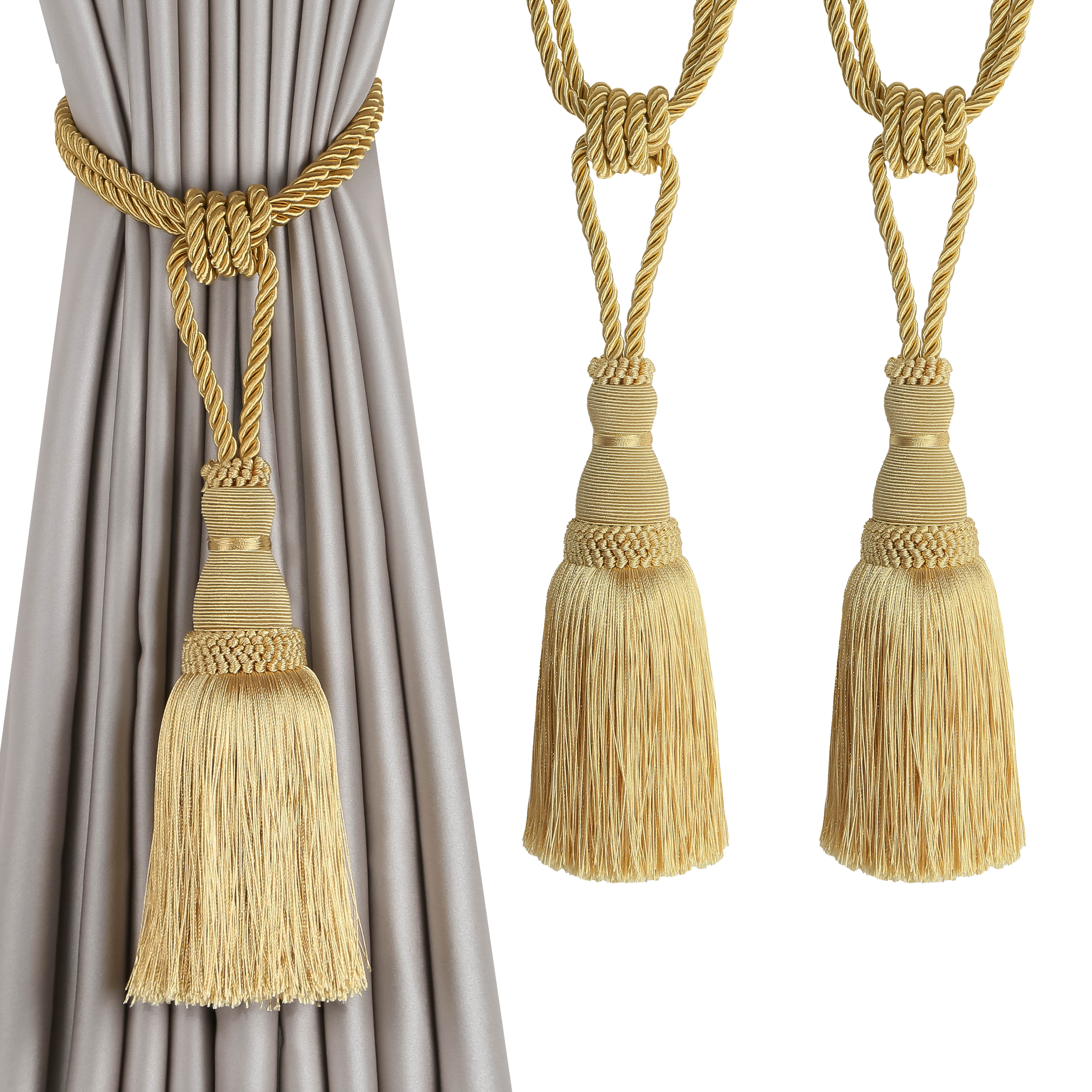 1&2 шт. Декоративные подхваты для штор Ручной работы Элегантные веревочные подхваты Кисти Подхваты для драпировок Декор Аксессуары для комнаты Держатель для штор 1Piece