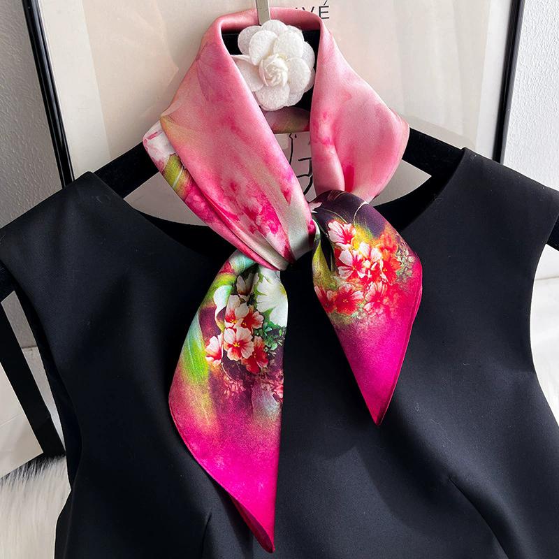 100% Pure Silk Scarf Women Neck Square Headband Scarves Bandana  Fashion Hijab Poncho Scarves Pashmina  Female Foulard 53cm