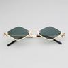UV400 Protection Diamond-Shaped Women's Sunglasses Metal Hip Hop Half Frame Sun Glasses Narrow Small Eyewear for Women & Men
