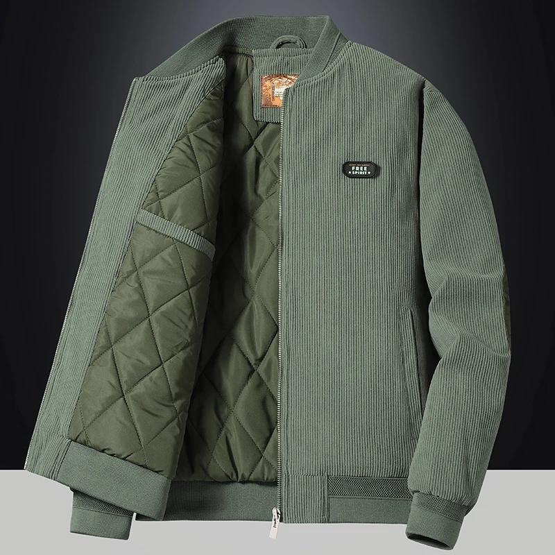 Men's Corduroy Thick Cotton Parkas Male Large Size New Autumn Winter Stand Collar Slim Jacket Men's Fashion Casual Warm Outwear