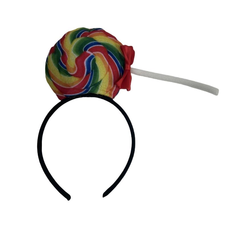 

Elastic Carnivals Hairband Rainbow Lollipop Hairhoop For Adult Kids Costume Photography Props Birthday Party Headwear 1