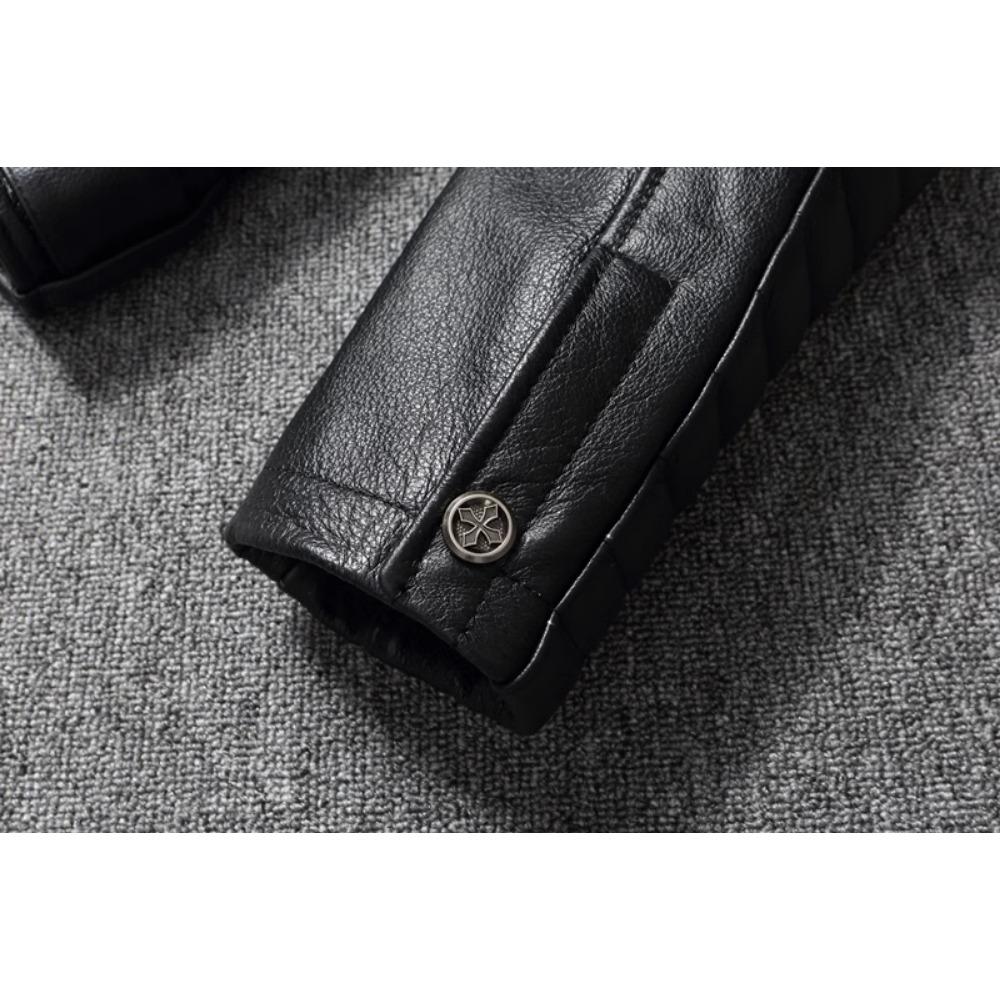 Chinese Size Real Cowhide Coat Genuine Leather Clothes Men's Motorcycle Skull Motorcycle Riding Jacket Autumn