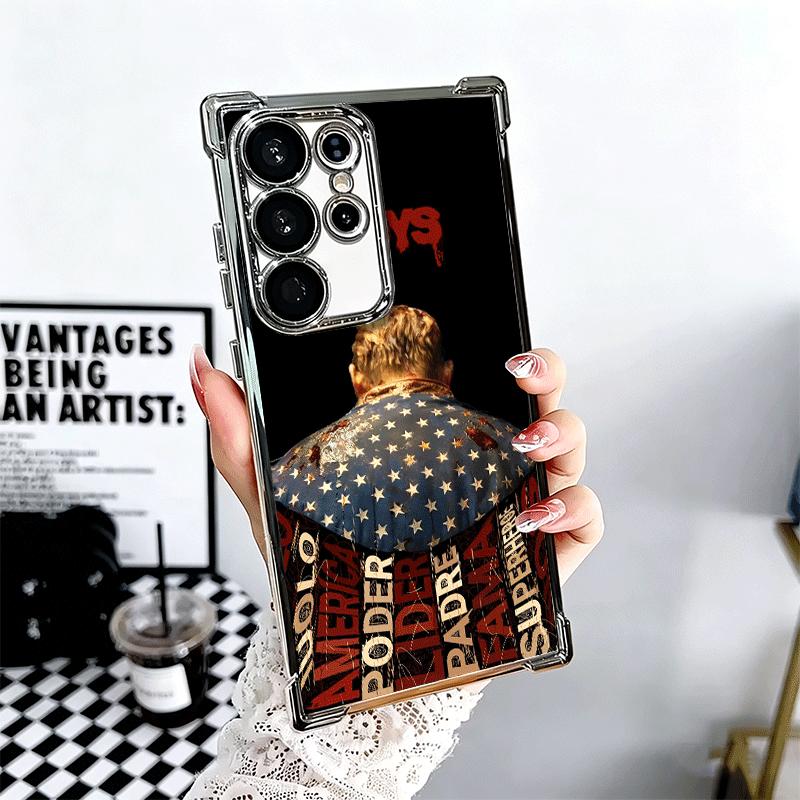 The Boys H-Homelander Plating Phone Case For Samsung Galaxy S24 S25 FE S26 Edge S23 Ultra S22 S21 Plus S20 Anti-Fall Airabag Cov