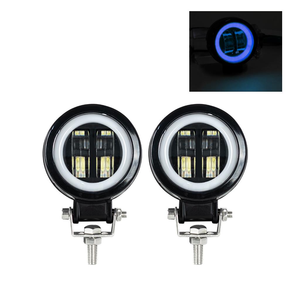 3inch LED Spot Fog Light Car Boat Motorcycle LED Work Light LED Off Raod Lights 12V 24V 6500K 20W with Angel Eyes Lights