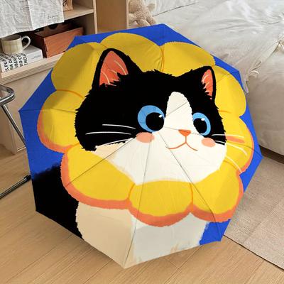1pc Cat Flower Pattern Umbrella Automatic Opening and Closing Umbrella, High Quality Umbrella, Ideal Gift for Her 354
