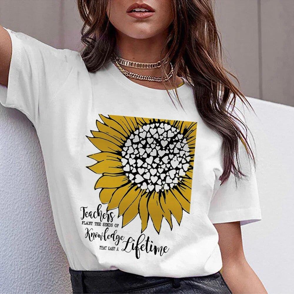 T Shirt For Women 2024 Printed Rainbow Teacher Casual Gift Harajuku Tee Shirts Lady Summer Short Sleeve Tops FeUnisex Unisex Tshirt