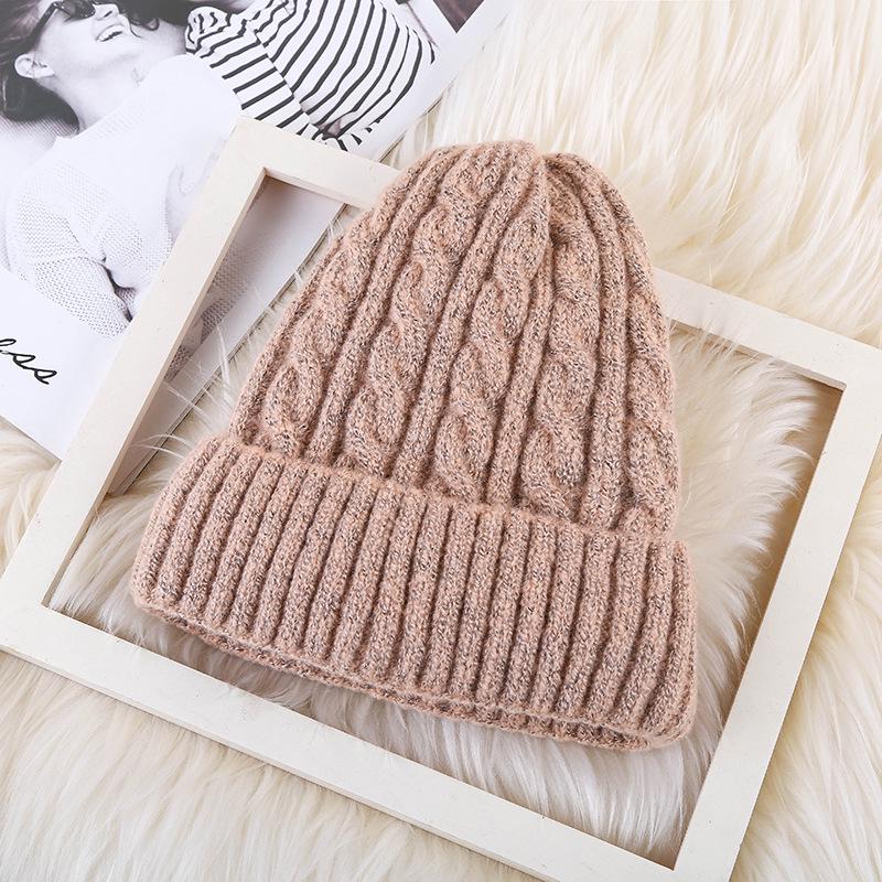 Twist wool hat women's autumn and winter thickened velvet warm ear protection cold hat hot-selling sleeve knitted hat