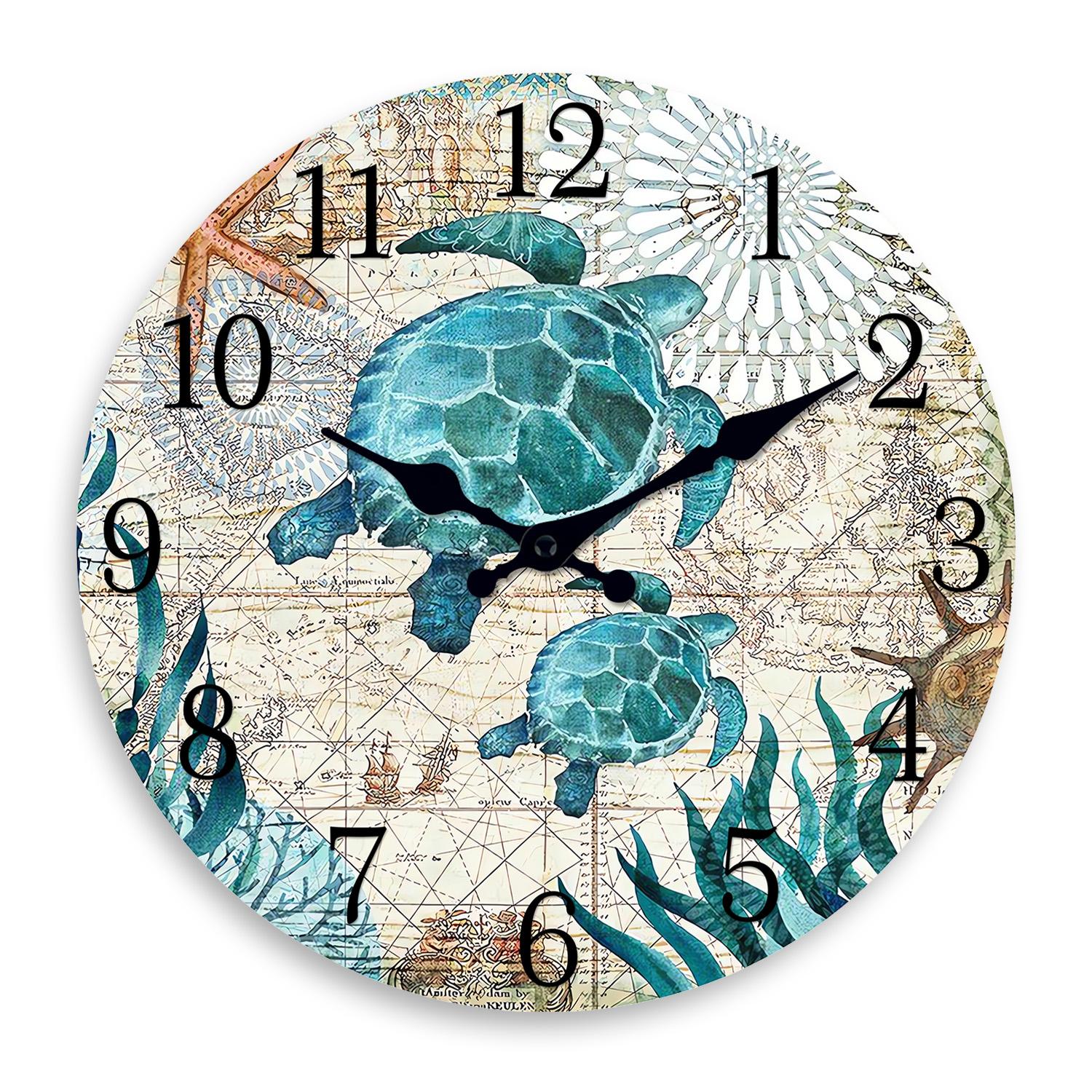 High-Quality Creative High-Quality Turtle High-Quality Wooden High-Quality Wall High-Quality Clock High-Quality Living Interior space High-Quality (as the picture,10 Inches)