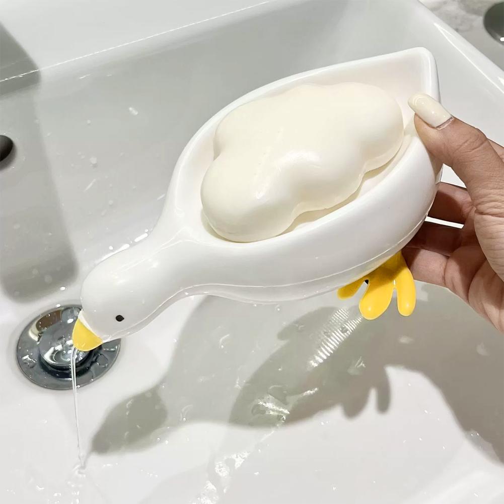 1 Stück Niedliche Enten Seifenschale Selbstentwässernde Kunststoffablage Badezimmer Aufbewahrungsregal Keine Wasseransammlung Perfekt für Dusche Waschbecken oder Badewanne
