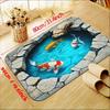 Koi Fish Pond Mat for Bathroom - 3D Water Effect Floor Decor, Zen Garden Inspired Home Accessories Skid resistant carpet