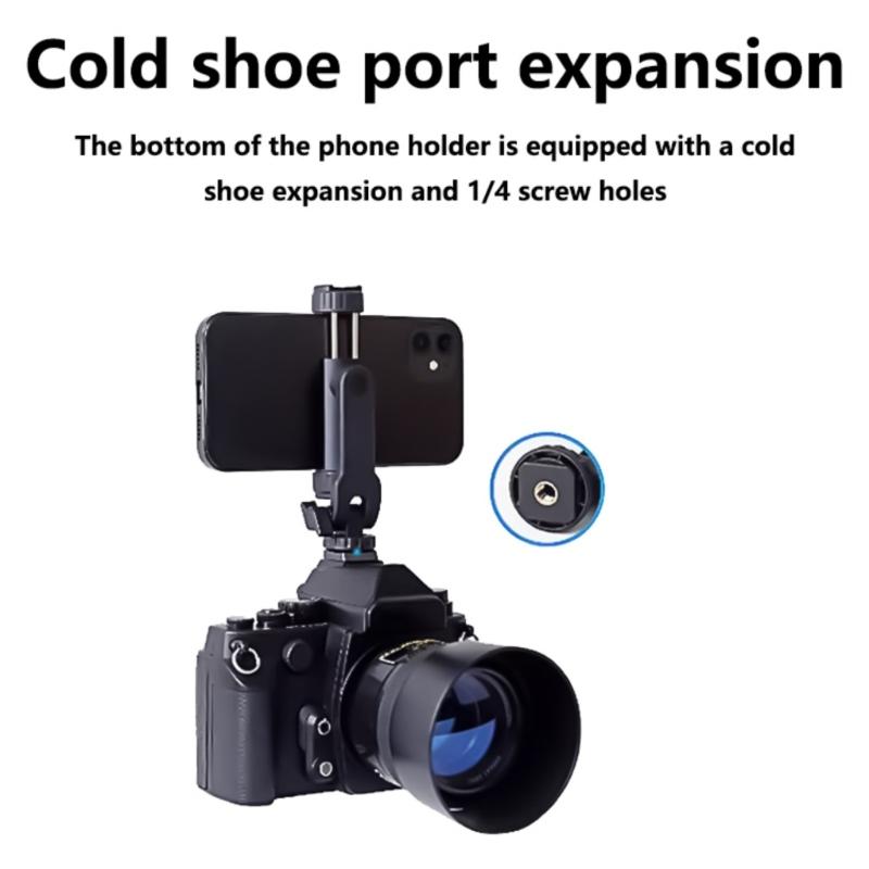 Adjustable Phone Clamp Holder with 360 Degree Rotation & 180 Degree tilts Cell Phones Tripods Mount for Mobile Photography