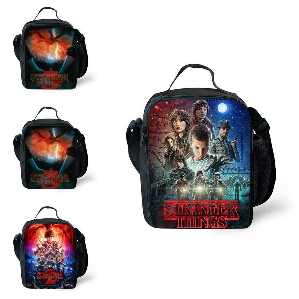 Stranger Things Insulated Lunch Box Bag Durable Oxford Backpack For Outdoor Picnic And Beach With Smooth Zipper
