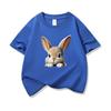 Kids Cotton T Shirt Cute Peeking Rabbit Print Crew Neck Short Sleeve Tee Casual Breathable Boys Girls Summer Tops