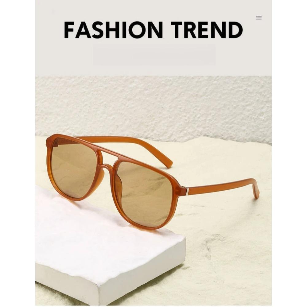 Women's INS Style Fashion Square Frame Sunglasses Retro Double-Bridge Unique Versatile UV400 Shades Eyewear Men's Goggles