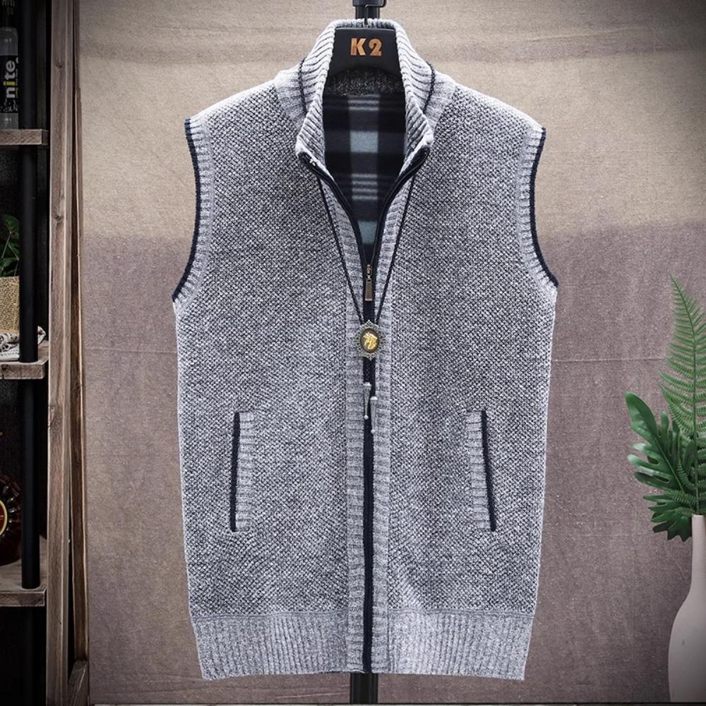 Sweater Cardigan Vest Men's Wear Fall and Winter Knitwear Warm Padded Thickened Jacket Zip Coat Harajuku
