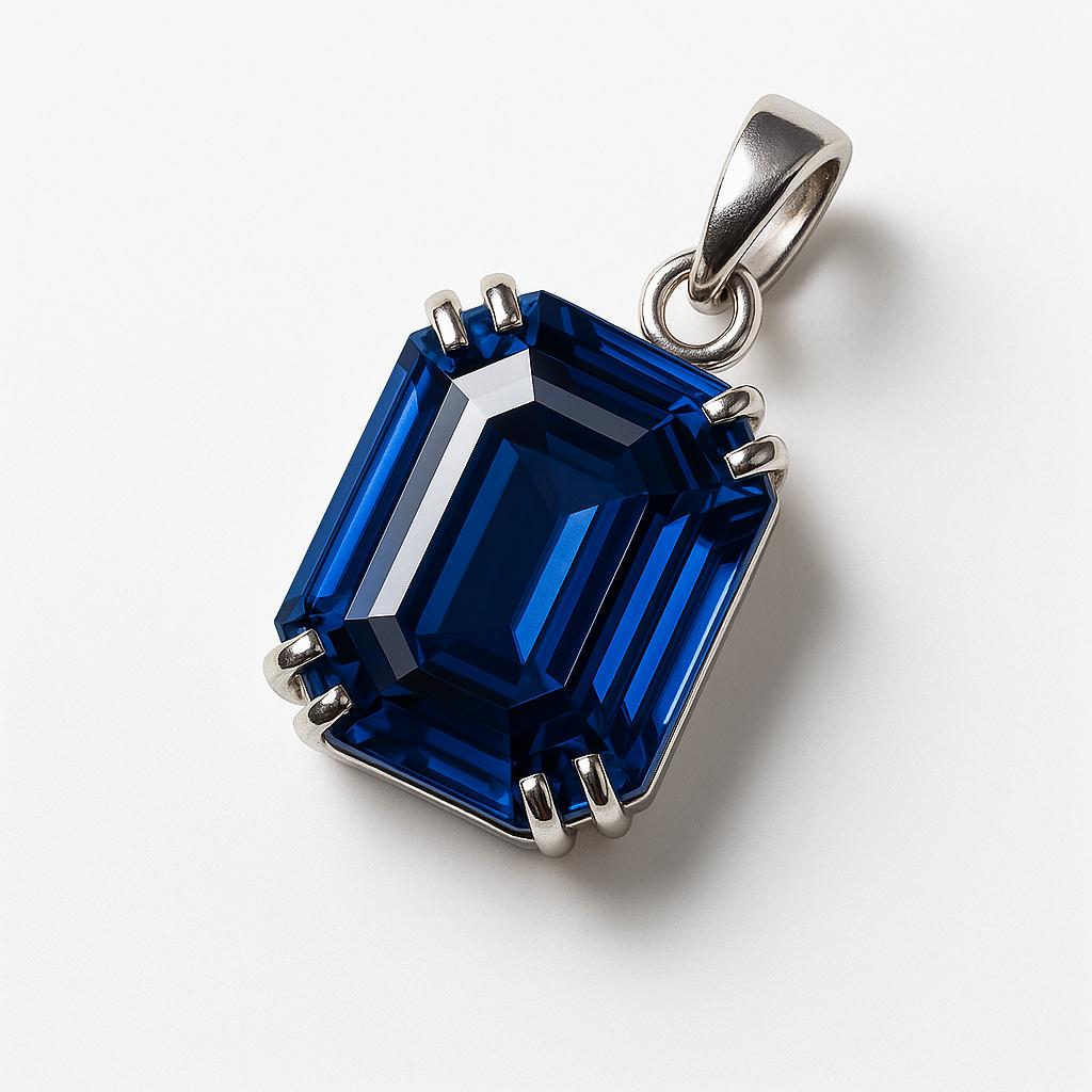 35 ct Natural Ceylon Blue Sapphire 925 Sterling Silver Emerald Pendant Gemstone Jewelry Gift