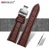 Correa de reloj 23 mm 24 mm 26 mm 28 mm de ancho grande Negro marrón Para hombre Cocodrilo Piel Genuina Correa de reloj Banda pulseras envío gratis