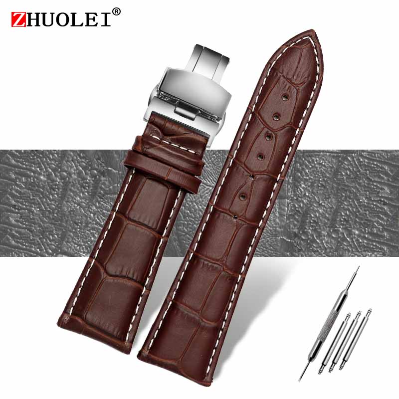 Correa de reloj 23 mm 24 mm 26 mm 28 mm de ancho grande Negro marrón Para hombre Cocodrilo Piel Genuina Correa de reloj Banda pulseras envío gratis