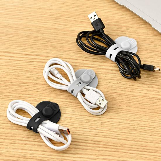 3Pcs Silicone Cable Tie Adjustable Self-adhesive Earphone Phone Charger Computer Power Cord Bundling Strap Reusable Wire Management Organizer Wrap