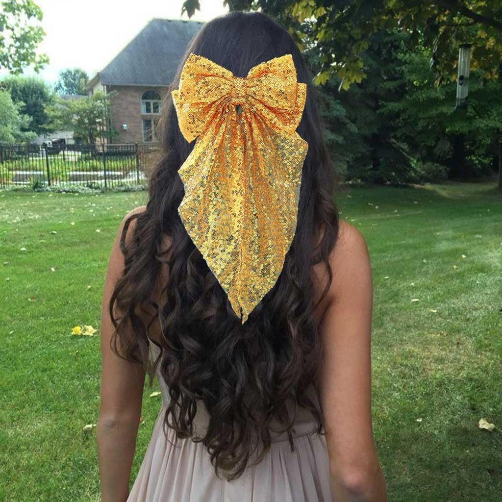 Mode Pailletten Schleife Haarspange Mesh Band Haarnadel Elegant Weihnachten Neujahr Party Haaraccessoires