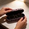 Leopard Print Metal Glasses Case With Flip Cover For Travel And Daily Use