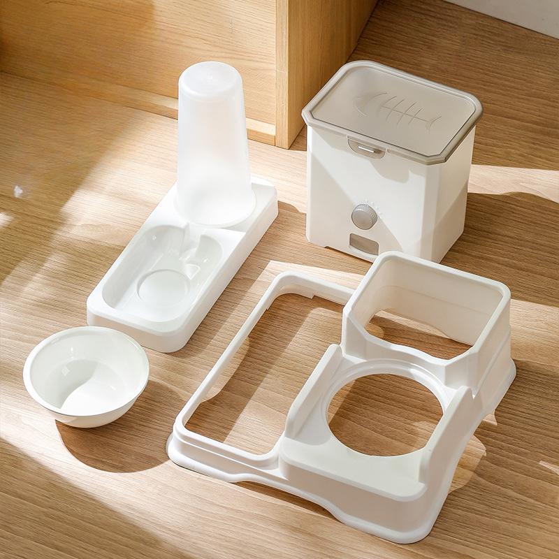 Hrănitor automat pentru fântână de băut pentru pisici și câini Dozator de apă de băut pentru animale de companie integrată cu bol dublu ceramică capacitate mare