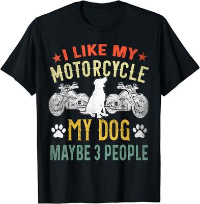 Mi Piacciono la Mia Moto il Mio Cane e Forse 3 Persone Biker Cucciolo Regalo T-Shirt Unisex