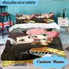 Custom Name 3PCS Pink Hair Anime Anya Bedding Set Including 1pc Duvet Cover And 2pcs Pillowcases for Bedroom, Dormitory Gift Home Decor