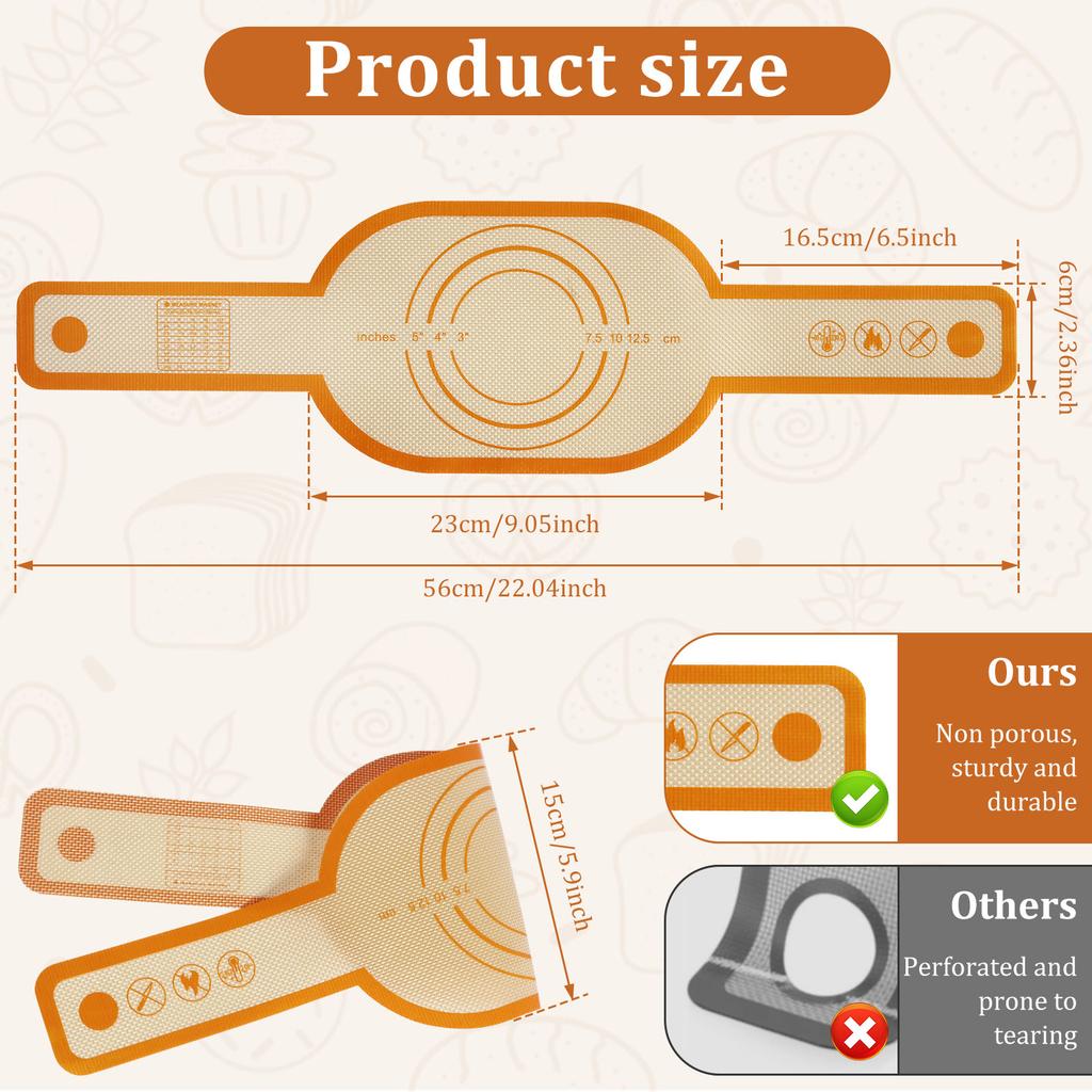 2pcs Baking Mat Dough Transfer Pad Long Handle Sling Non-Stick Bread Kneading Plate Silicone Dutch Oven Liner Kitchen Cook Tool