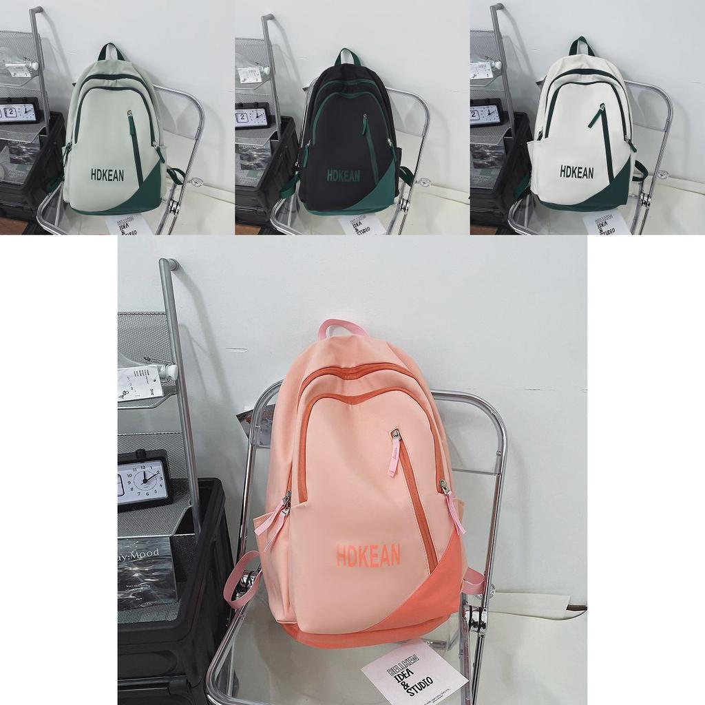 Color Blocked Letter Printed Large Capacity College Backpack