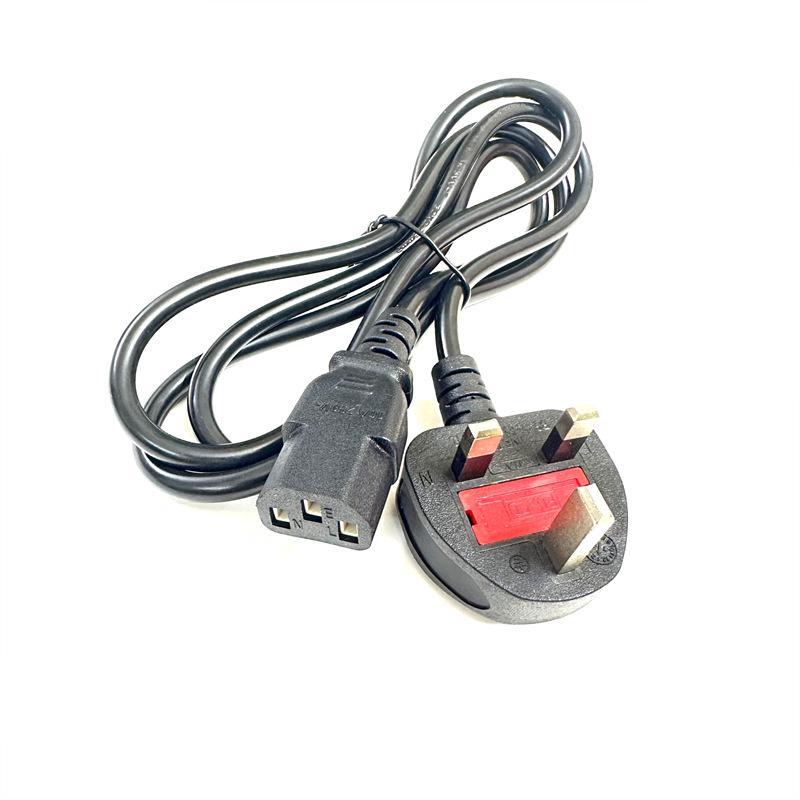 UK Power Cord with C5 Connector for Computers, Printers, and Scales - Large UK Plug with Fuse