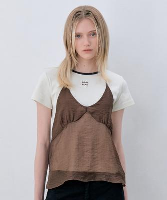GRASPLAN See-Through Layer Halter-Neck_Brown