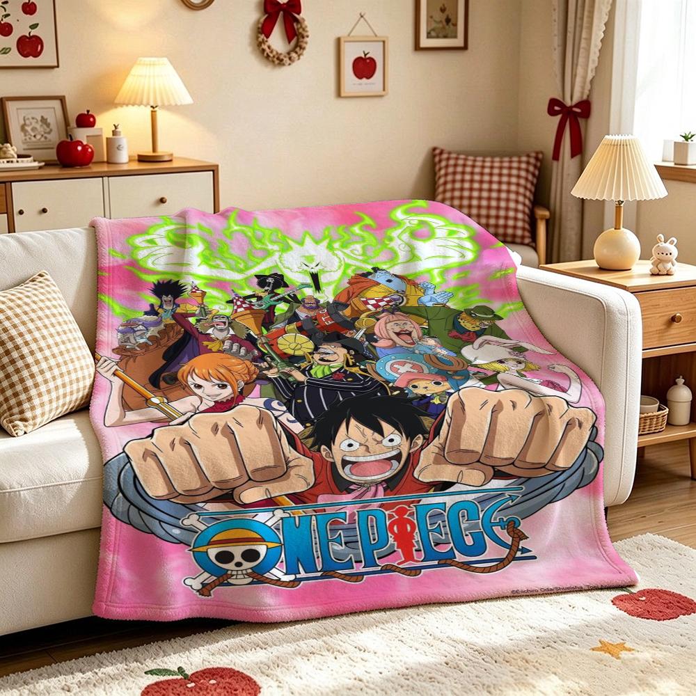 Luffy'S Straw Hat Pirates Pattern Flannel Blanket Soft Comfortable Throw Blanket For Camping Travel Home Decor Christmas Gift