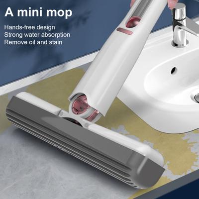 Yousheng Portable Self-Squeeze Mini Mop Quick Cleaning Telescopic Hands-Free Sponge Squeegee Strong Absorbent Self-extrusion Mini Mop