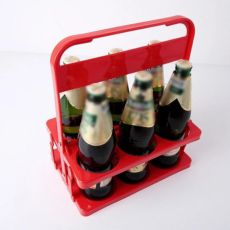 Portable Foldable Plastic Beer Rack Durable Cup Organizer Wine Rack Beer Bottle Holder Beverage Basket Reusable Cocktail Rack