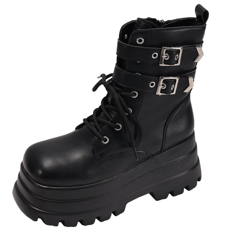 Black British style small man heightened platform Martin boots women's 2025 new summer versatile skirt short boots